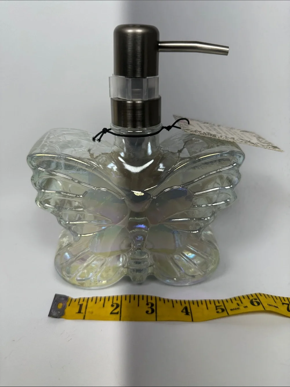 Iridescent Glass Butterfly Soap Dispenser